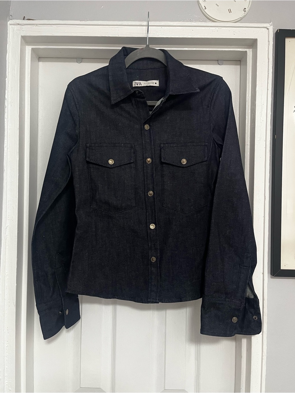 ZARA Brand New Never Worn Women's Dark Navy Denim Shacket